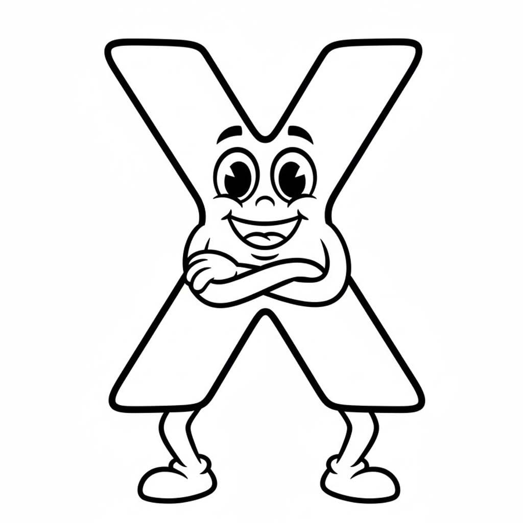 Fise de colorat cu Litera X imprimabil pentru copii