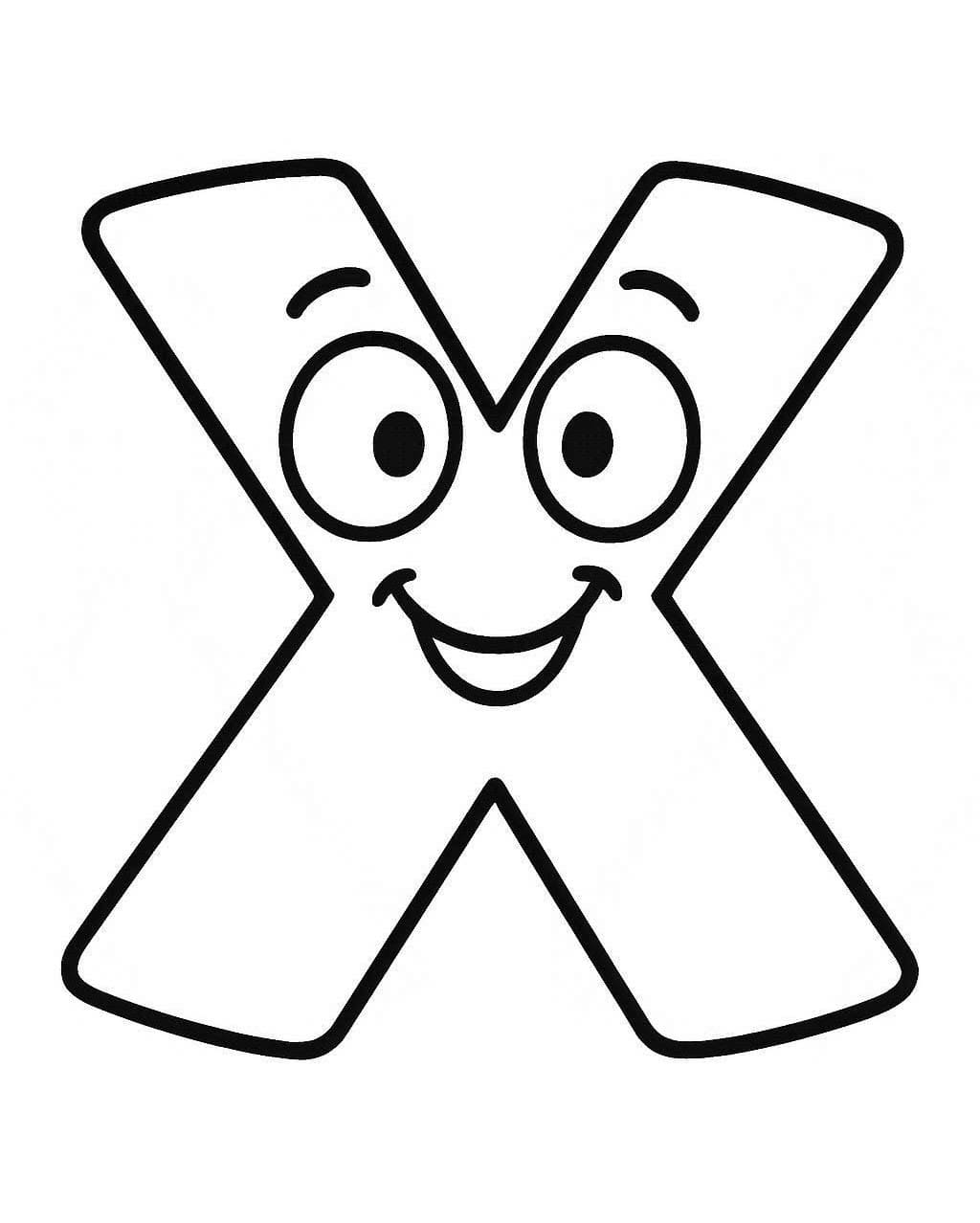 Fise de colorat cu Litera X simplu la copii