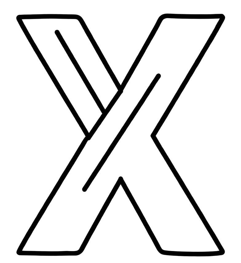 Fise de colorat cu Litera X uşor la copii