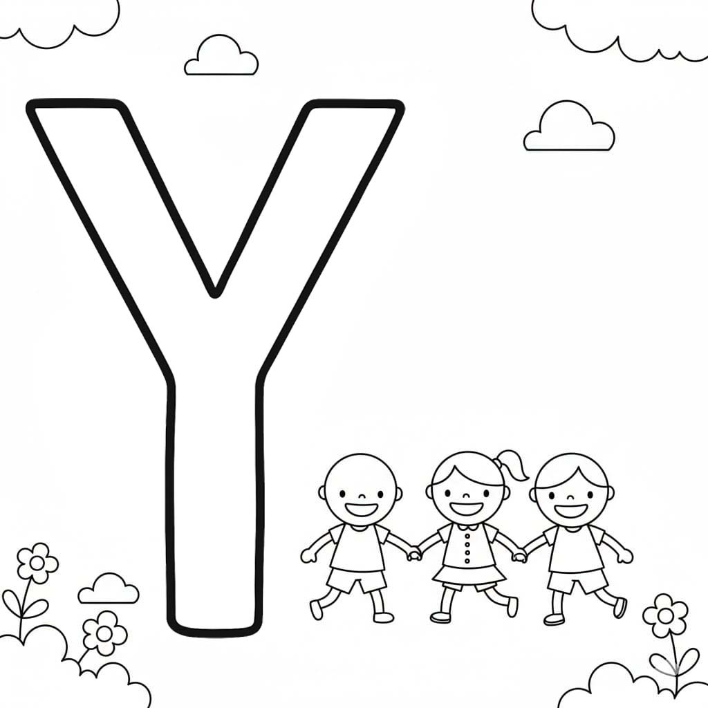 Fise de colorat cu Litera Y bazic la copii