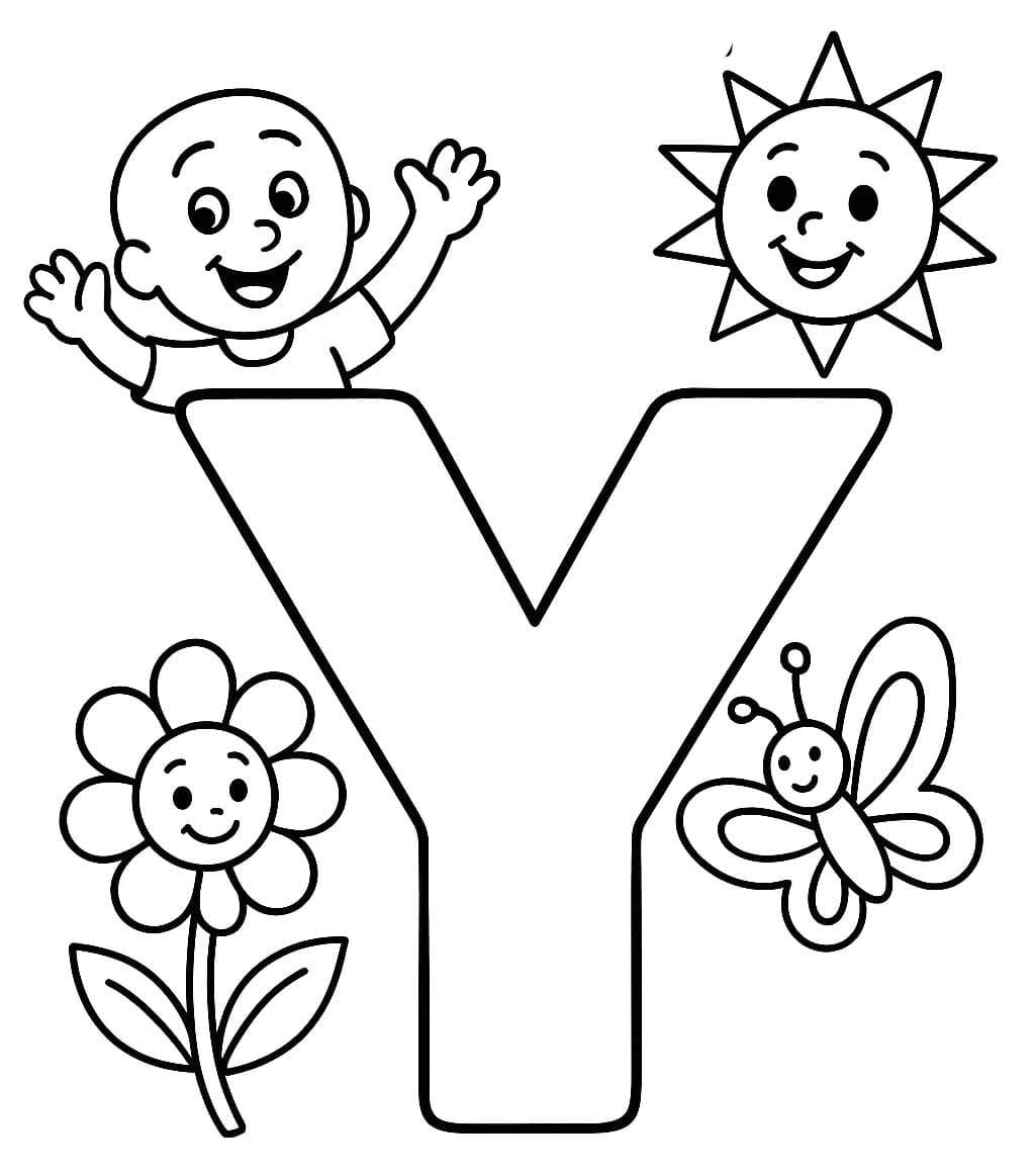 Fise de colorat cu Litera Y imprimabil simplu