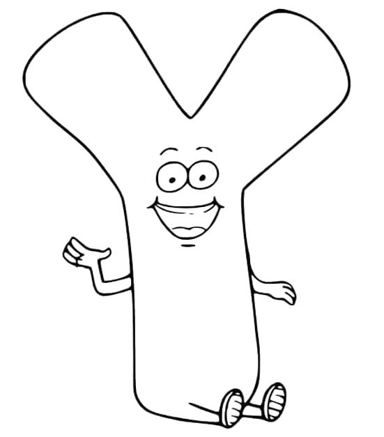 Fise de colorat cu Litera Y simplu la copii