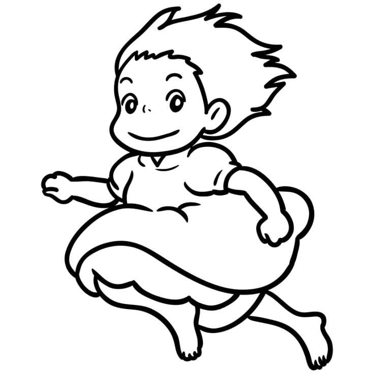 Fise de colorat cu Ponyo bazic la copii