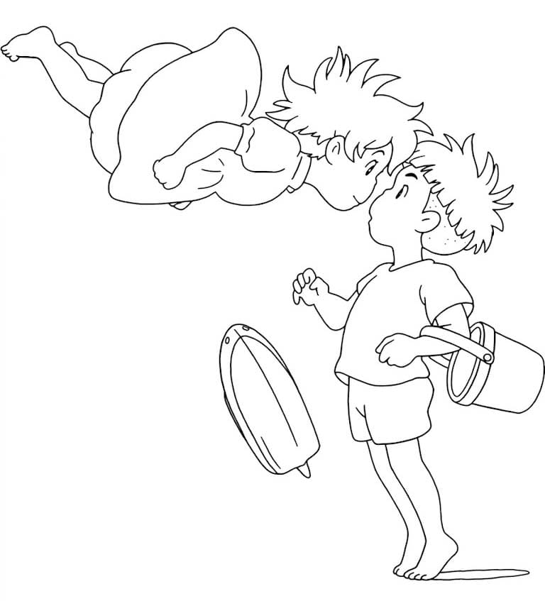 Fise de colorat cu Ponyo gratuit