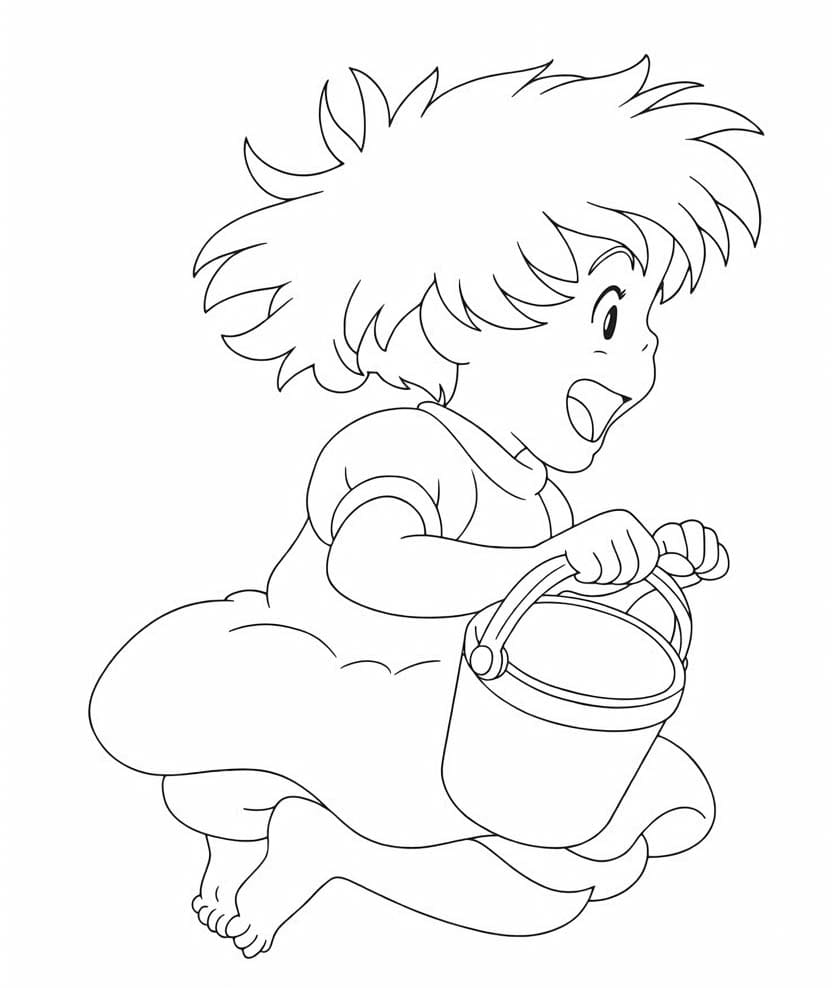 Fise de colorat cu Ponyo imprimabil bazic