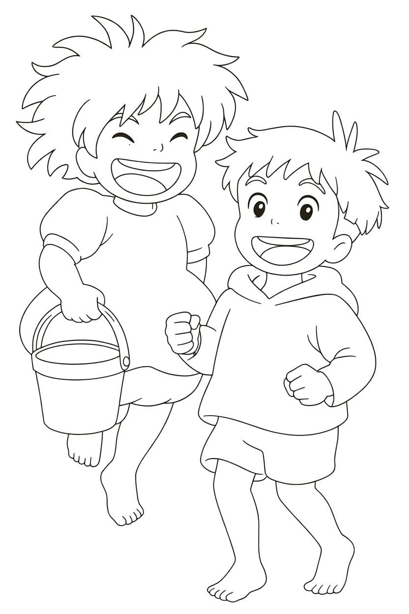 Planse de colorat cu Ponyo