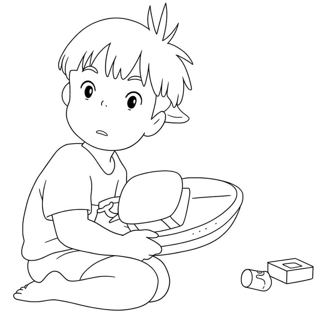 Fise de colorat cu Ponyo imprimabil gratuit pentru copii