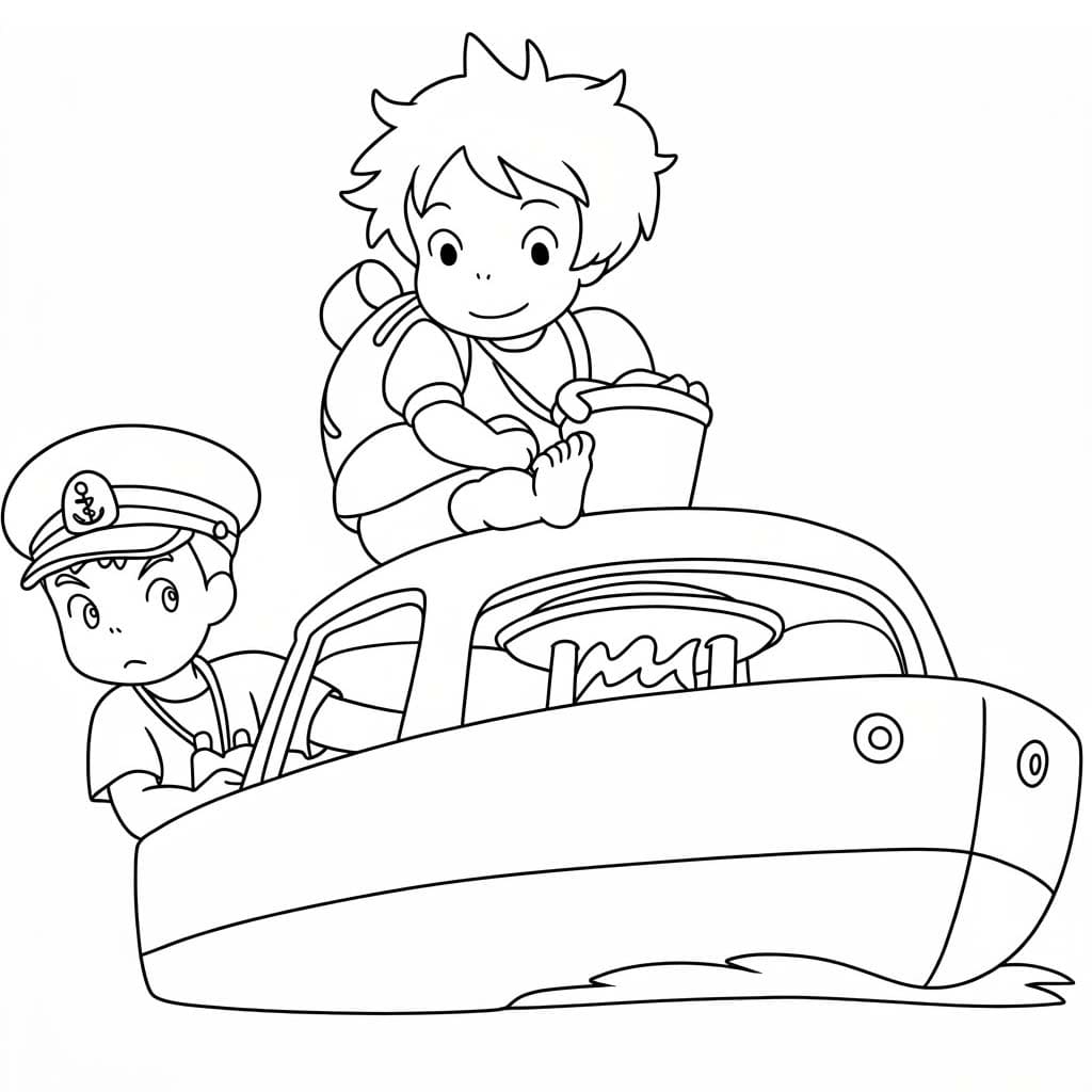 Fise de colorat cu Ponyo imprimabil pentru copii