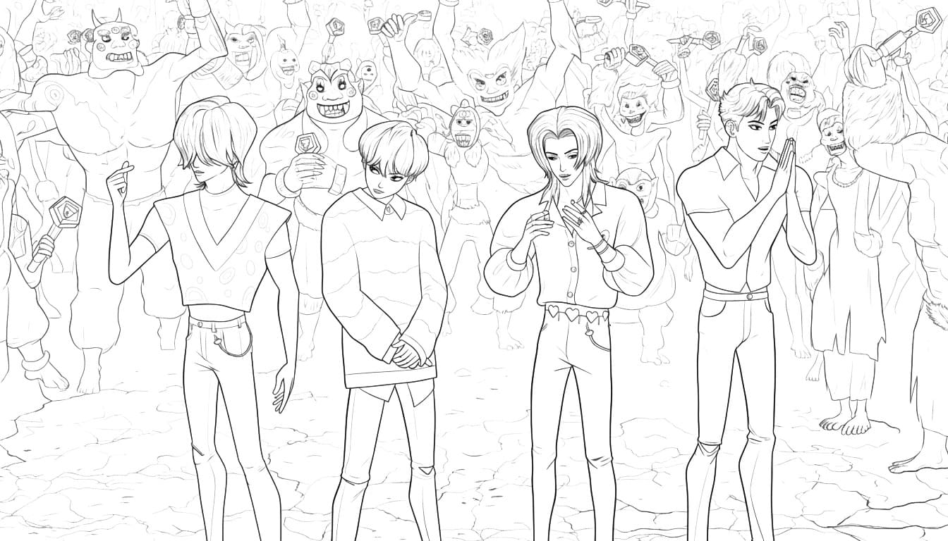 Fise de colorat cu Saja Boy imprimabil gratuit bazic