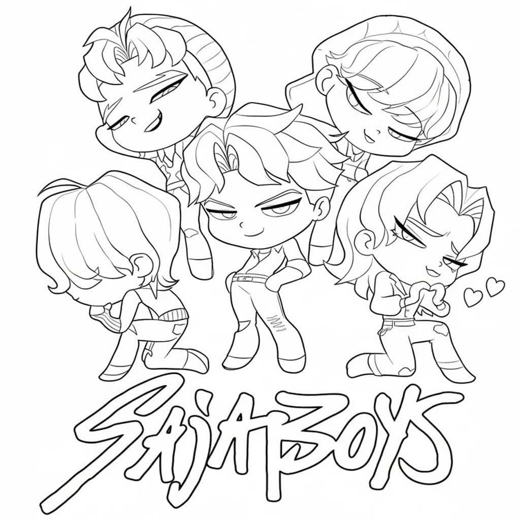 Planse de colorat cu Saja Boy