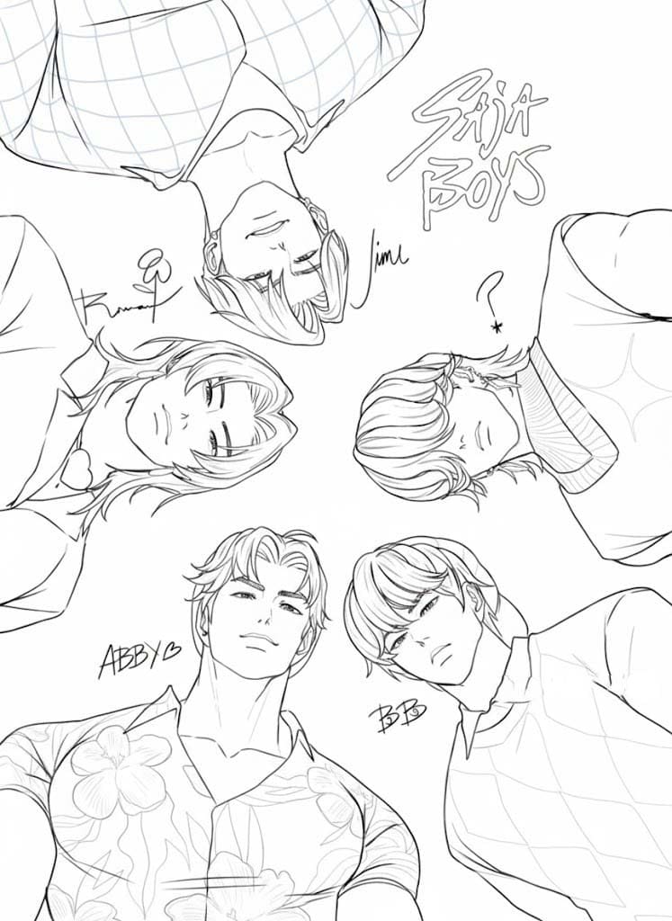 Fise de colorat cu Saja Boy imprimabil simplu