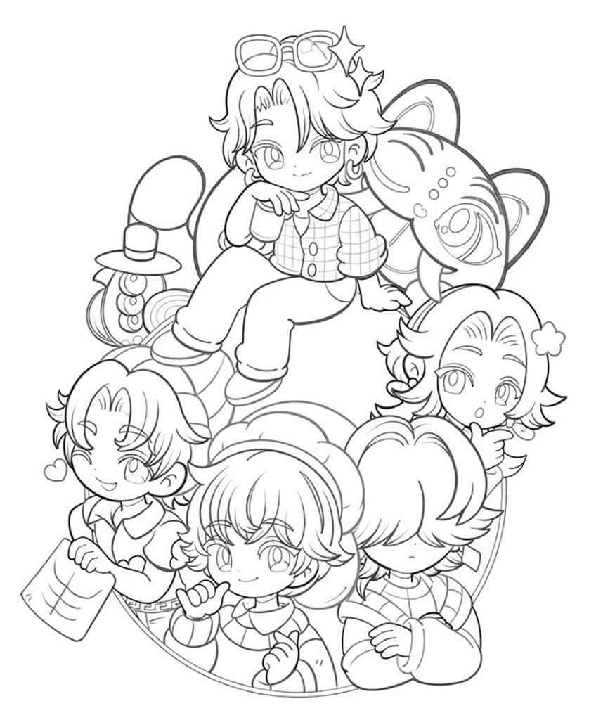 Fise de colorat cu Saja Boy pentru copii