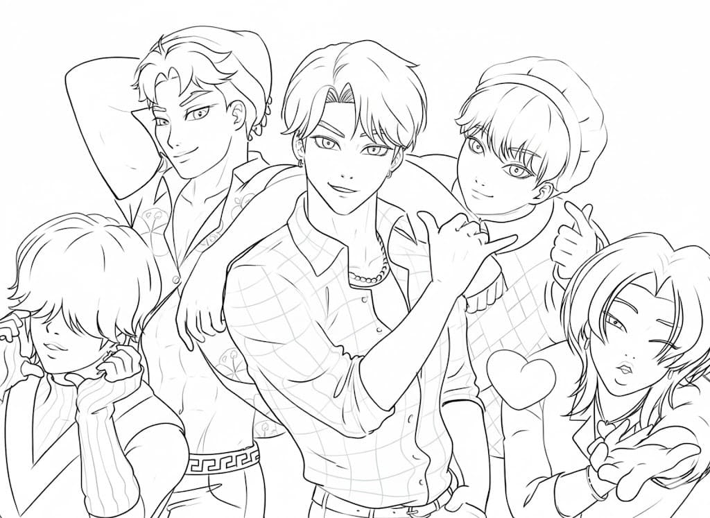 Fise de colorat cu Saja Boy simplu la copii