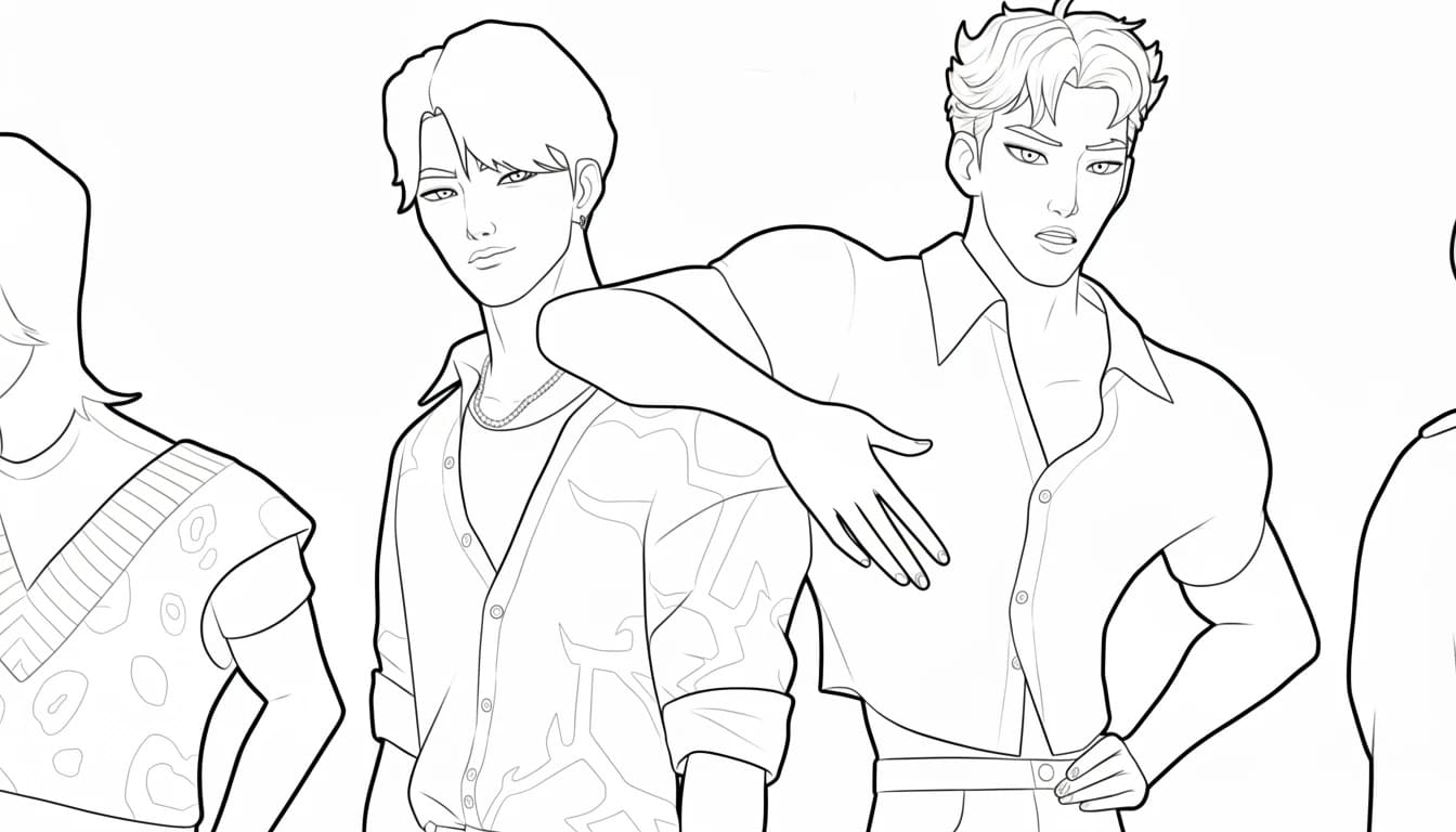 Fise de colorat cu Saja Boy uşor la copii