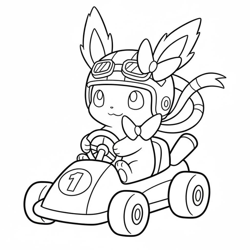 Fise de colorat cu Sylveon gratuit simplu