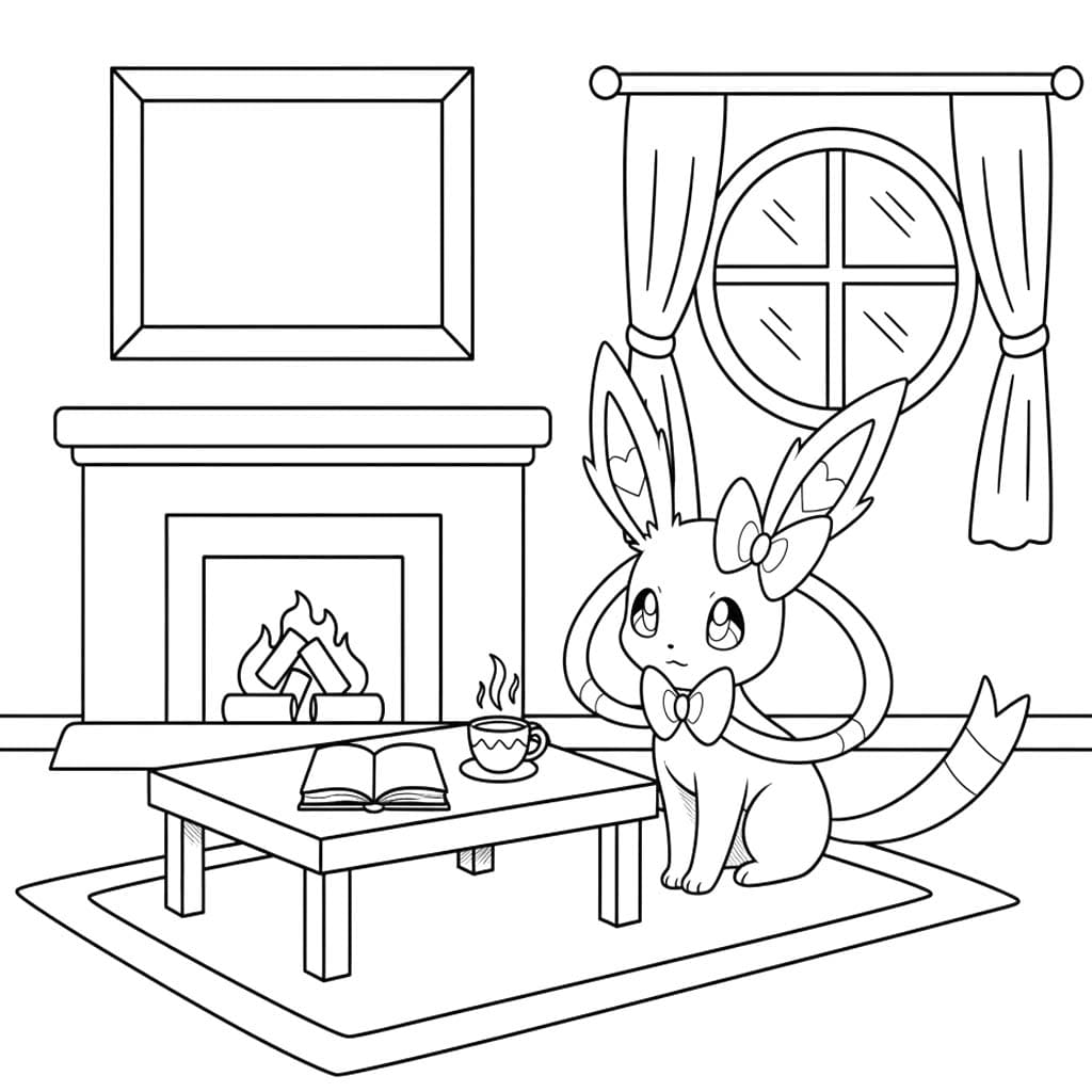 Fise de colorat cu Sylveon imprimabil gratuit simplu