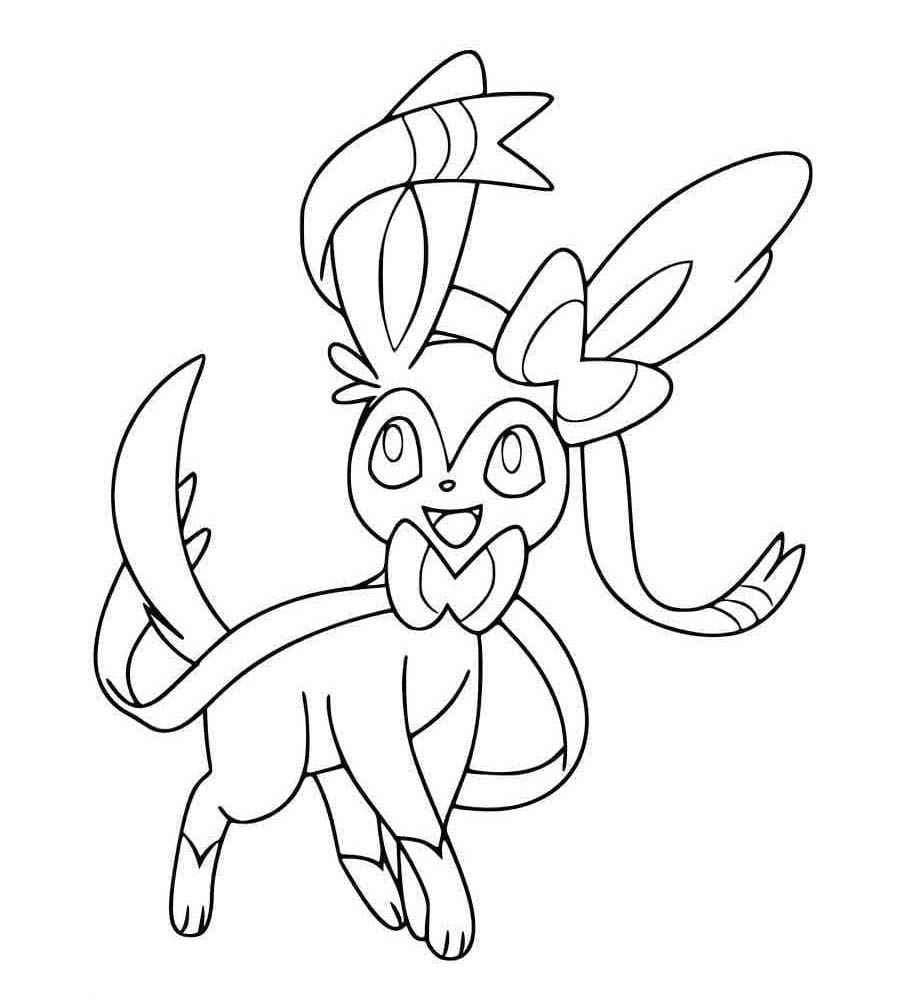 Fise de colorat cu Sylveon imprimabil gratuit uşor