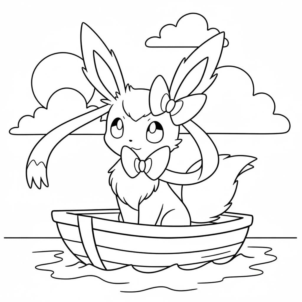 Fise de colorat cu Sylveon imprimabil simplu