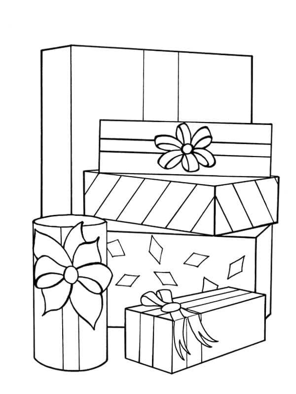 Fise de colorat cu Cadouri gratuit simplu