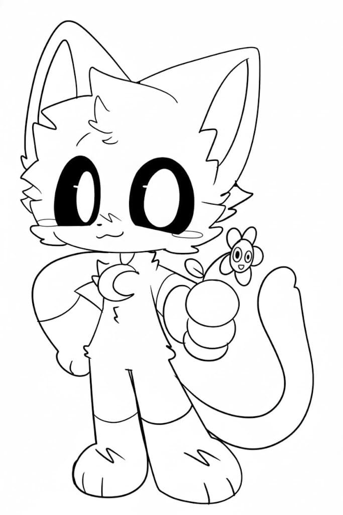 Fise de colorat cu Catnap simplu la copii