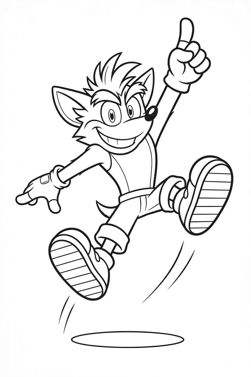 Fise de colorat cu Crash Bandicoot bazic la copii