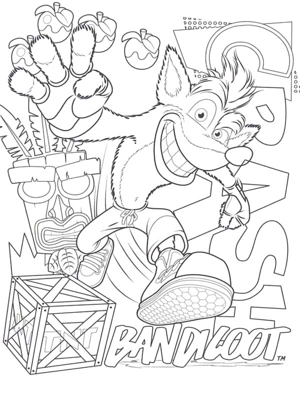 Fise de colorat cu Crash Bandicoot gratuit bazic