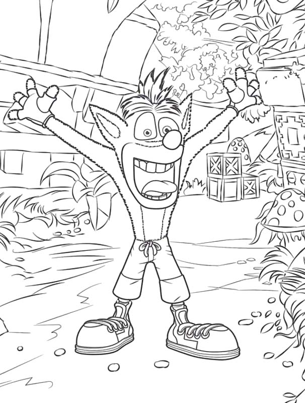Fise de colorat cu Crash Bandicoot gratuit pentru copii
