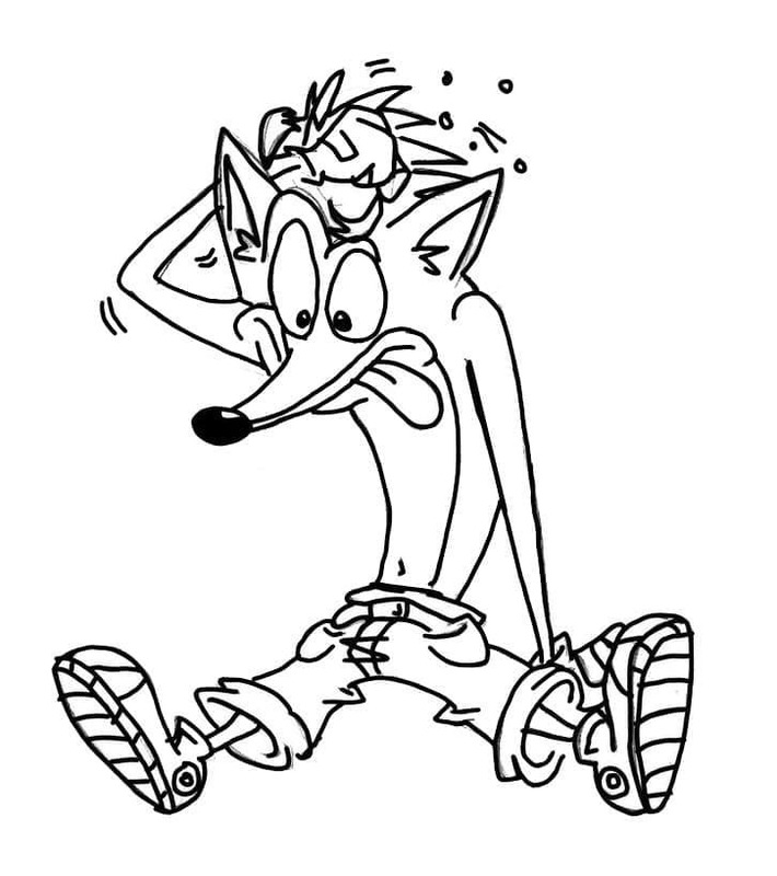 Fise de colorat cu Crash Bandicoot imprimabil gratuit simplu