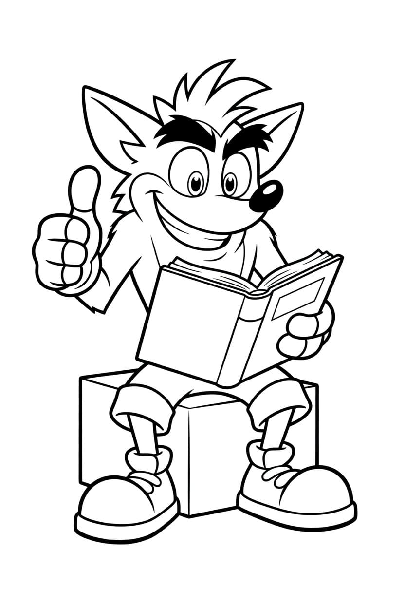 Fise de colorat cu Crash Bandicoot imprimabil pentru copii