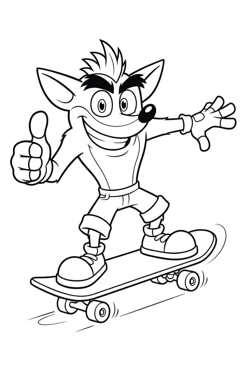 Fise de colorat cu Crash Bandicoot pentru copii