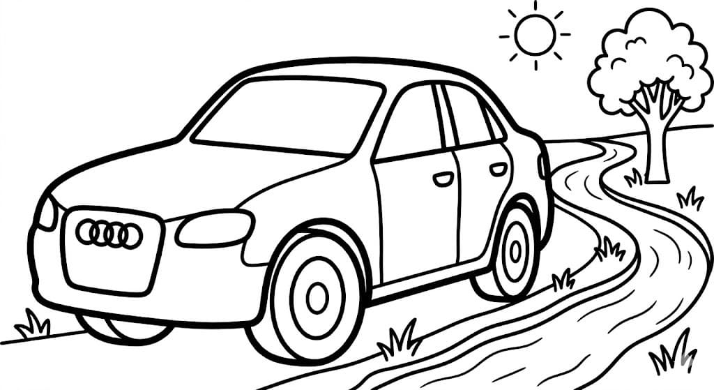 Fise de colorat cu Desenează Audi imprimabil pentru copii