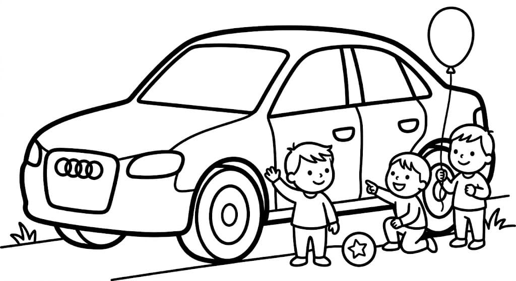 Fise de colorat cu Desenează Audi la copii