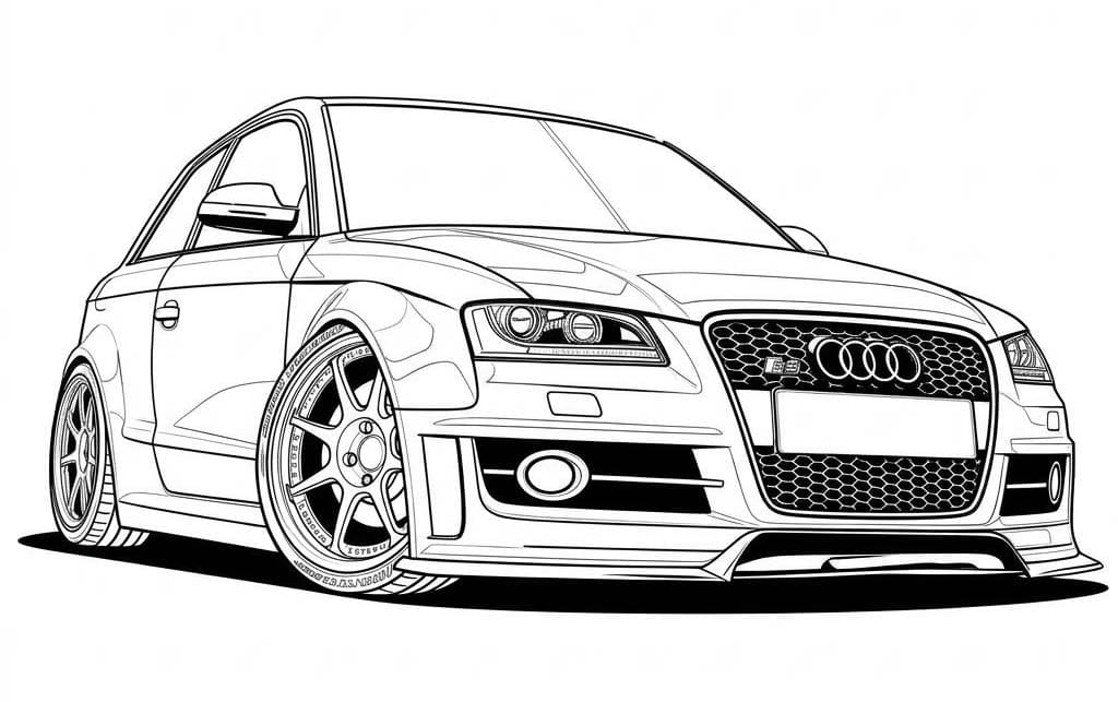 Fise de colorat cu Desenează Audi simplu la copii