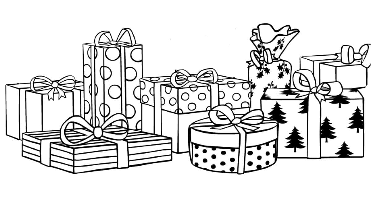 Fise de colorat cu Desenează Cadouri imprimabil gratuit simplu