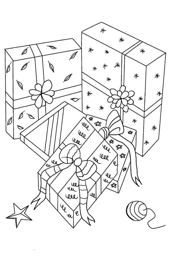 Fise de colorat cu Desenează Cadouri imprimabil simplu
