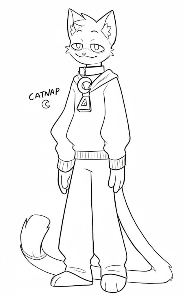 Fise de colorat cu Desenează Catnap bazic