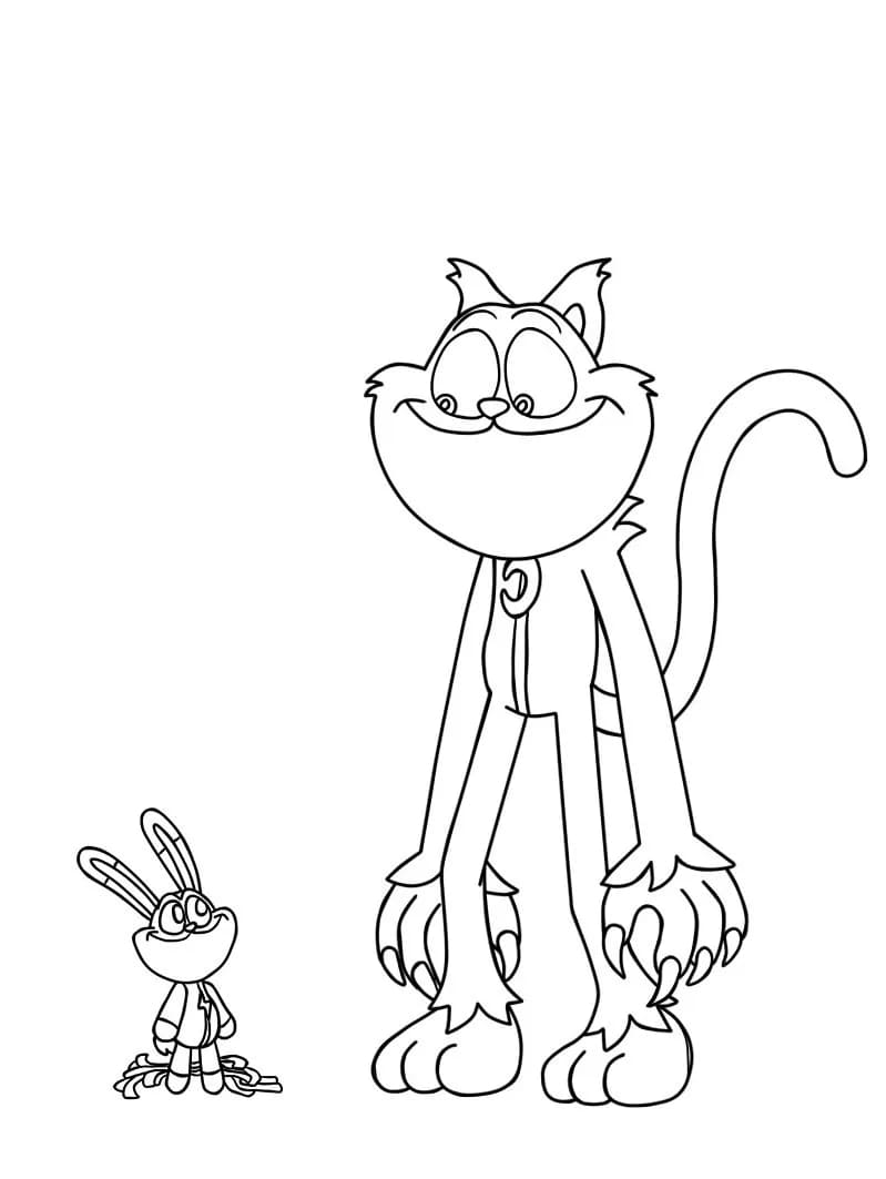 Fise de colorat cu Desenează Catnap imprimabil bazic