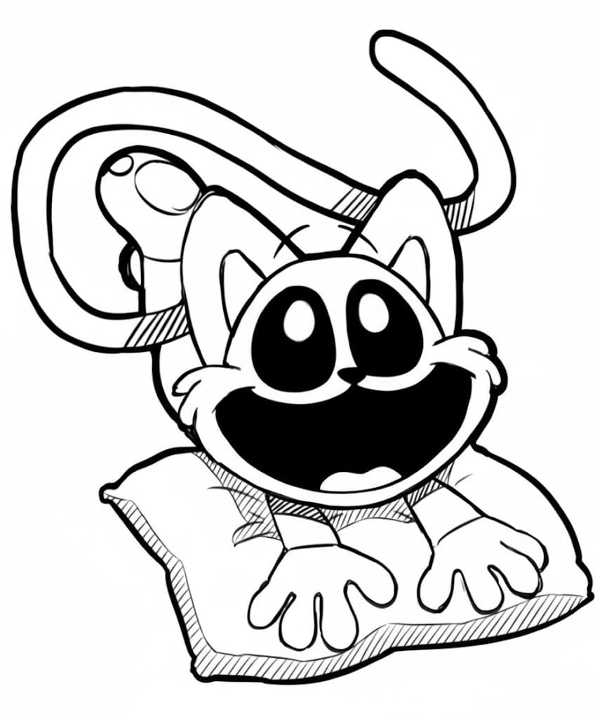 Fise de colorat cu Desenează Catnap imprimabil simplu