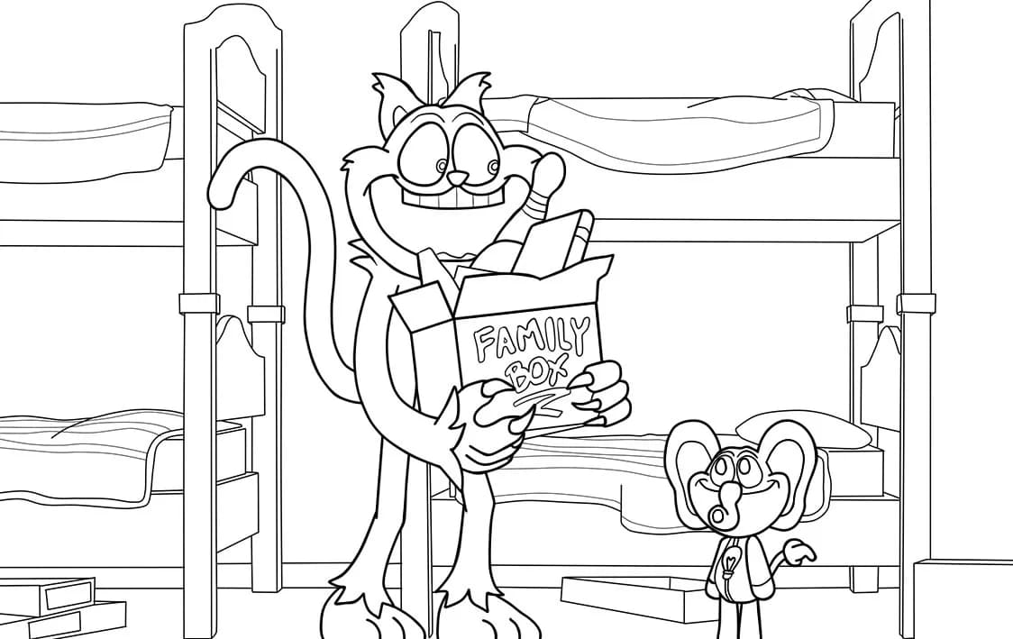 Fise de colorat cu Desenează Catnap la copii