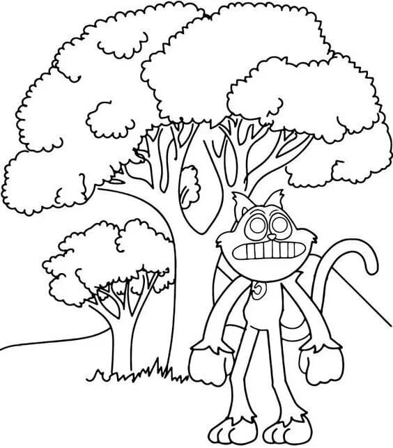 Fise de colorat cu Desenează Catnap simplu la copii