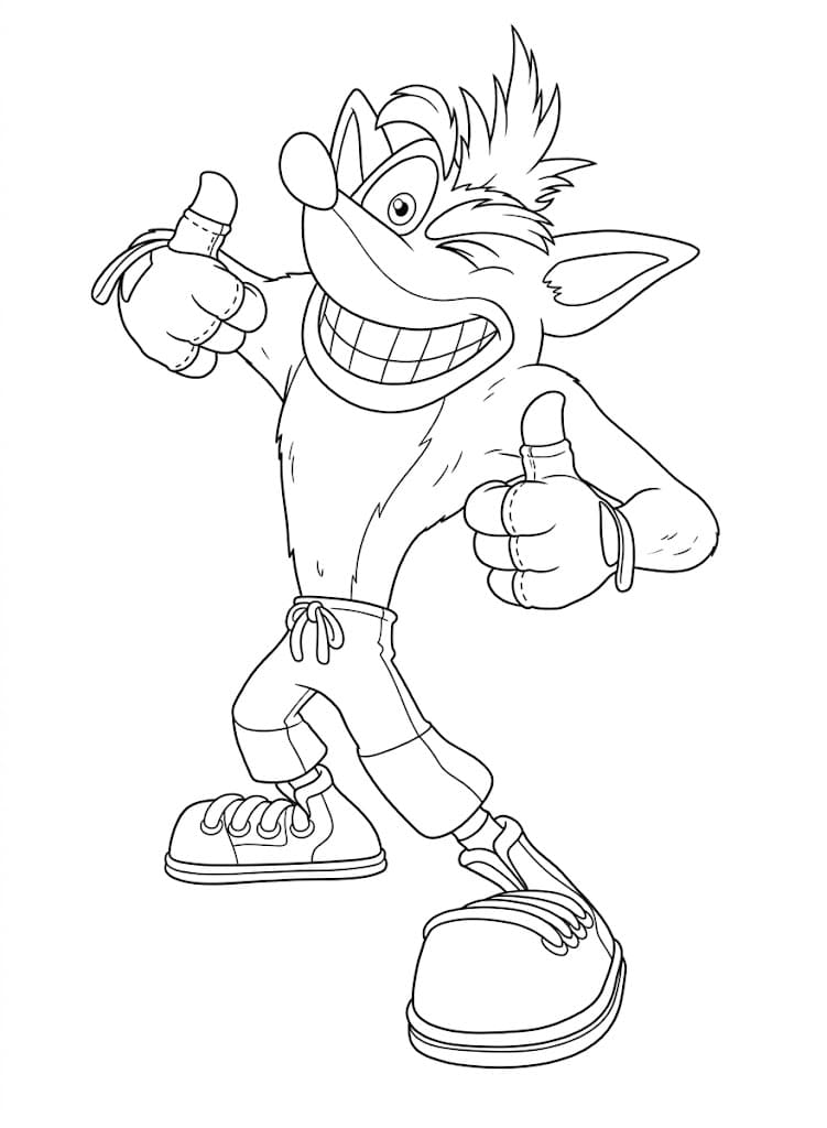 Fise de colorat cu Desenează Crash Bandicoot gratuit bazic