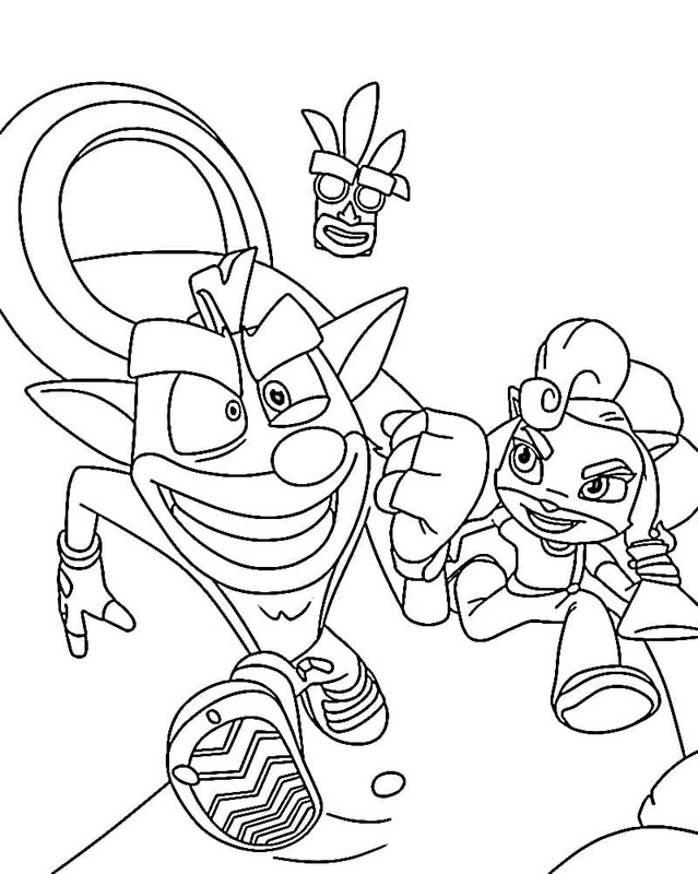 Fise de colorat cu Desenează Crash Bandicoot gratuit simplu