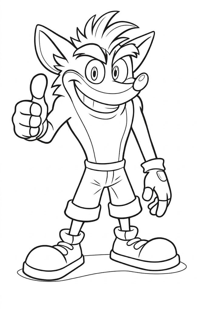 Fise de colorat cu Desenează Crash Bandicoot imprimabil bazic