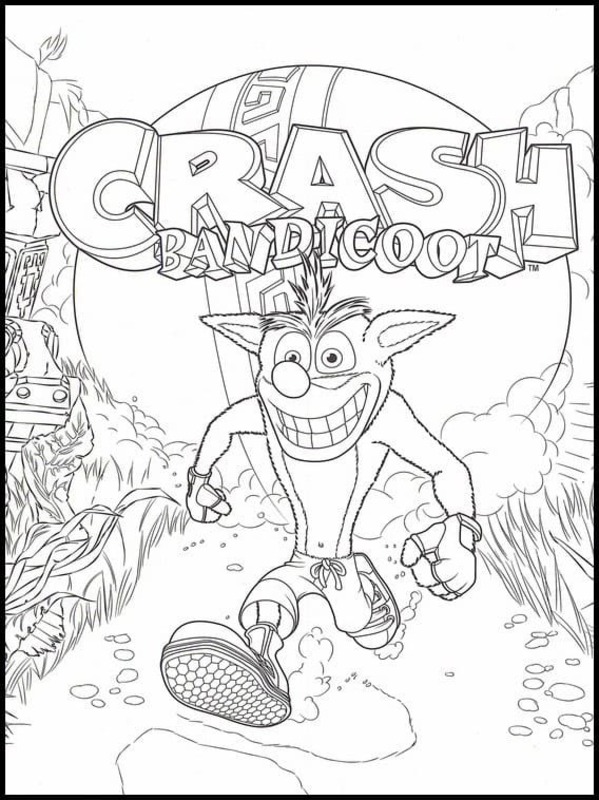 Fise de colorat cu Desenează Crash Bandicoot imprimabil