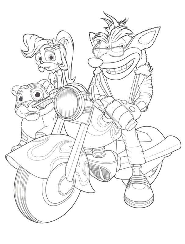 Fise de colorat cu Desenează Crash Bandicoot la copii