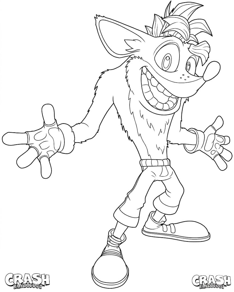 Fise de colorat cu Desenează Crash Bandicoot uşor