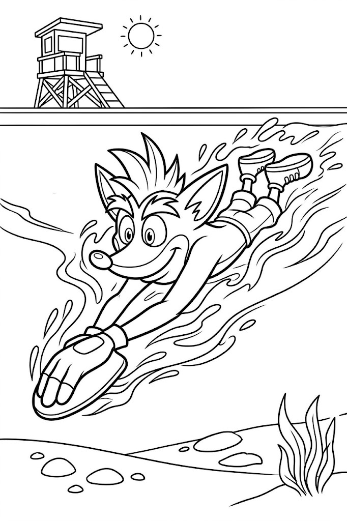 Fise de colorat cu Desenează Crash Bandicoot