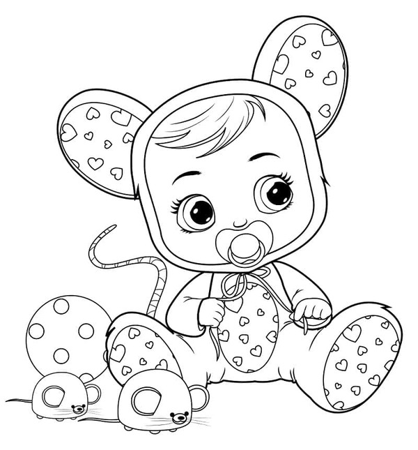 Fise de colorat cu Desenează Cry Babies simplu