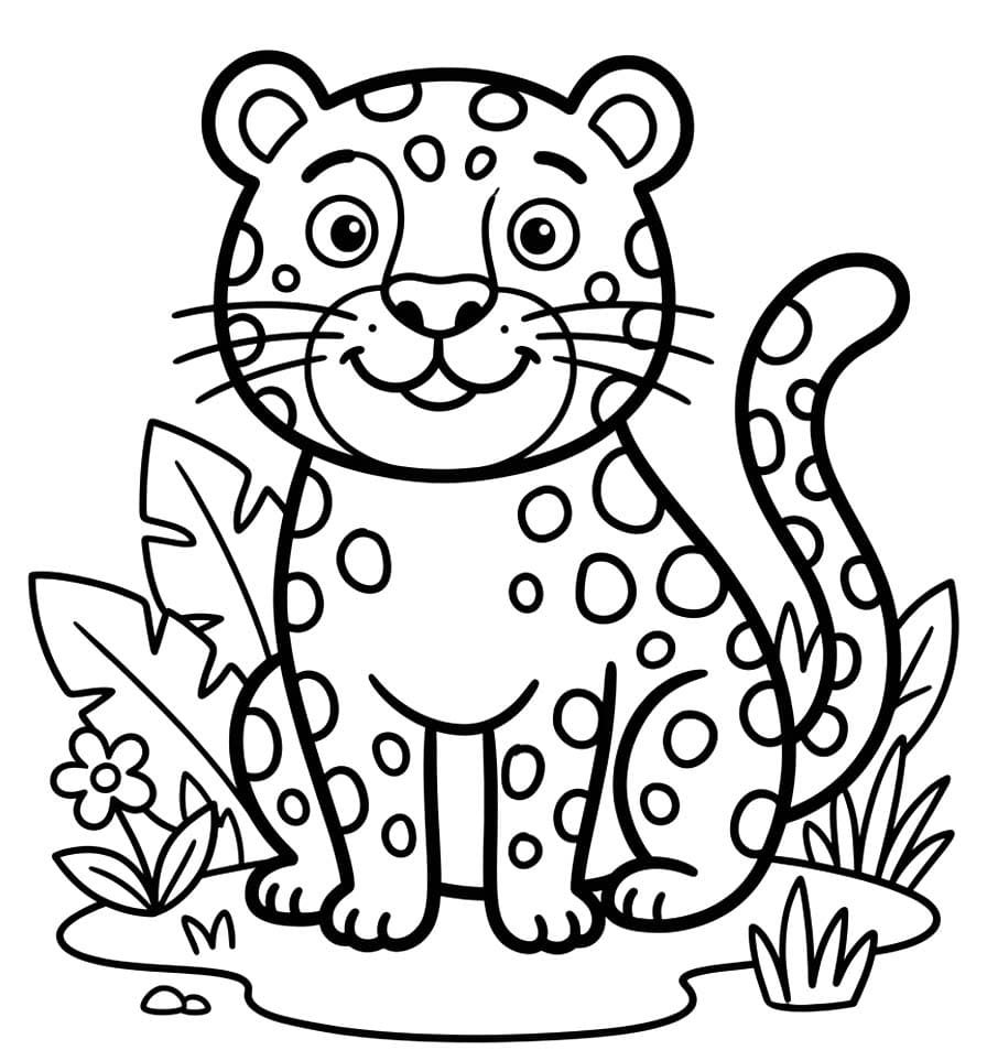 Fise de Colorat cu Desenează Jaguar gratuit simplu