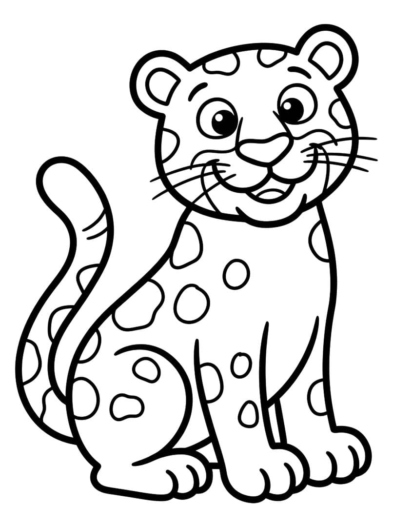 Fise de Colorat cu Desenează Jaguar imprimabil simplu